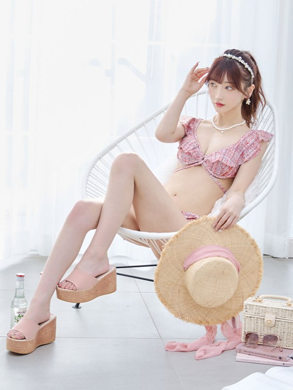 画像22: 【即日発送】【ビキニ】【水着】肩フリルツイード柄ビキニ 2点セット[YMT]