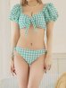 画像12: 【即日発送！】【ビキニ】【水着】ギンガムチェックパフスリビキニ 2点セット[YMT]