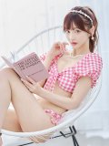 【即日発送！】【ビキニ】【水着】ギンガムチェックパフスリビキニ 2点セット[YMT]
