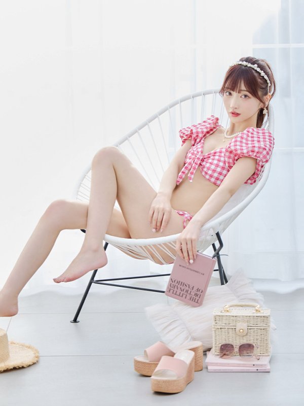 画像11: 【即日発送！】【ビキニ】【水着】ギンガムチェックパフスリビキニ 2点セット[YMT]