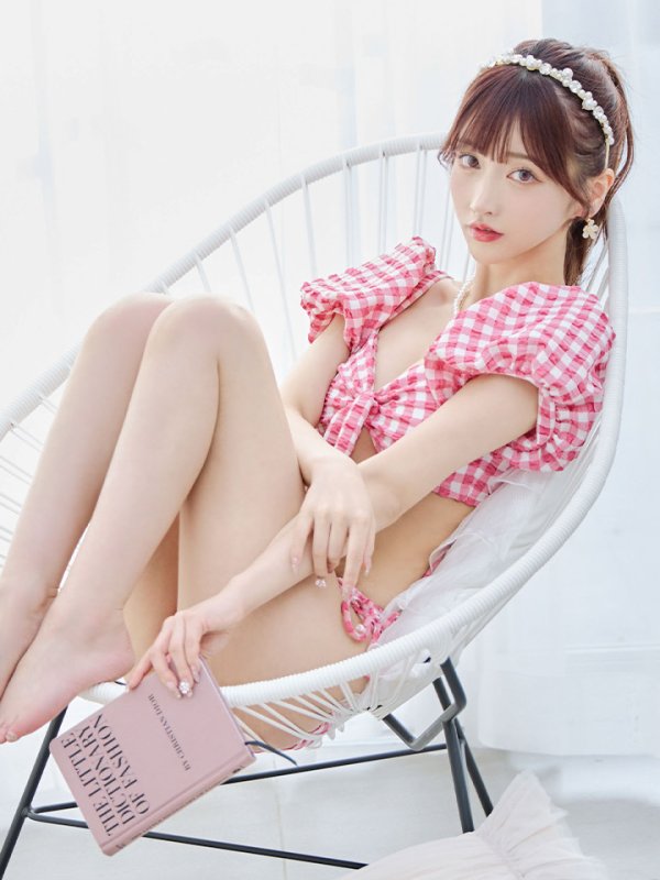 画像6: 【即日発送！】【ビキニ】【水着】ギンガムチェックパフスリビキニ 2点セット[YMT]