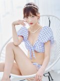 【即日発送！】【ビキニ】【水着】ギンガムチェックパフスリビキニ 2点セット[YMT]