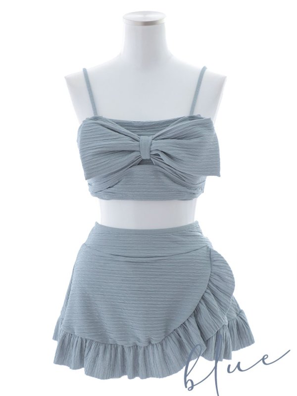 画像47: 【即日発送！】【ビキニ】【水着】ワッフル生地ビッグリボンビキニ 4点セット[YMT]