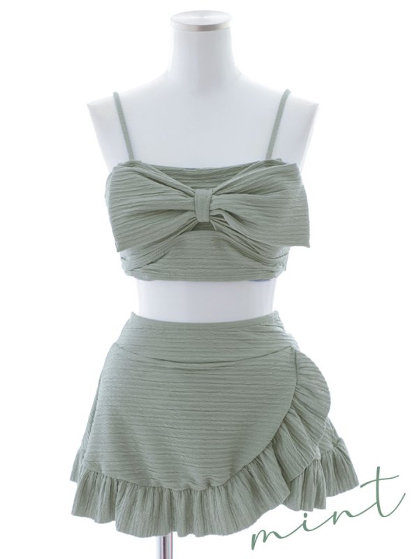 画像43: 【即日発送！】【ビキニ】【水着】ワッフル生地ビッグリボンビキニ 4点セット[YMT]