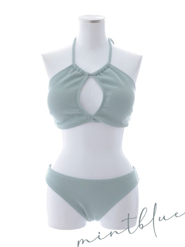 画像43: 【ビキニ】【水着】ホルターネックリブシンプルビキニ 2点セット[YMT]