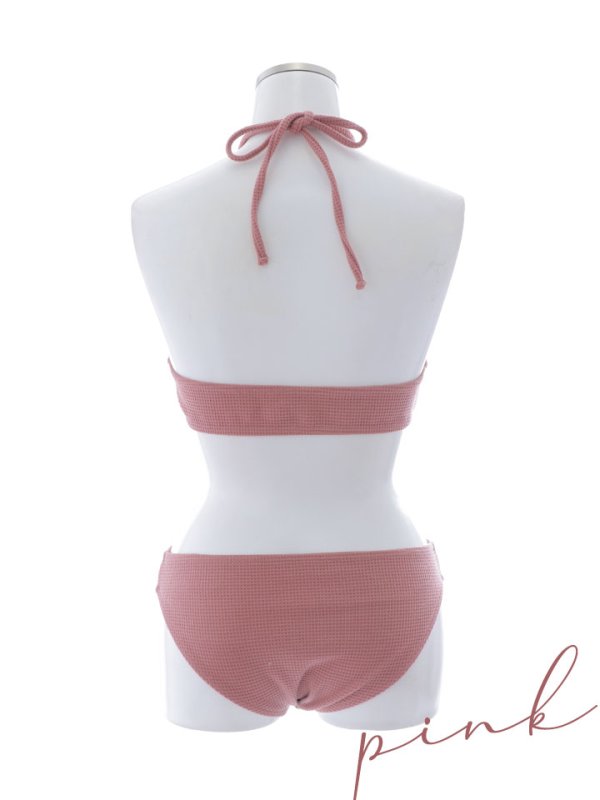 画像48: 【ビキニ】【水着】ホルターネックリブシンプルビキニ 2点セット[YMT]