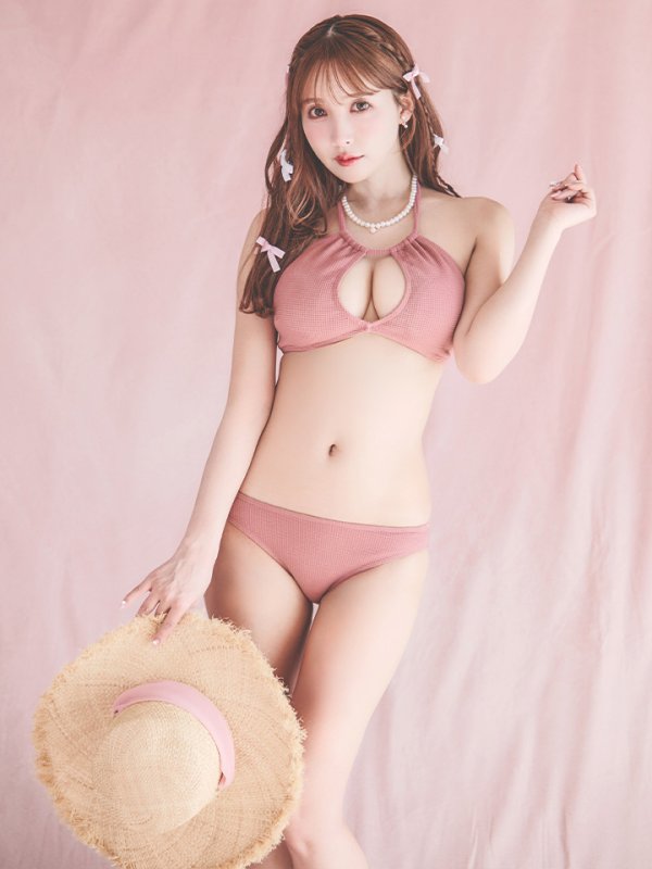 画像6: 【ビキニ】【水着】ホルターネックリブシンプルビキニ 2点セット[YMT]
