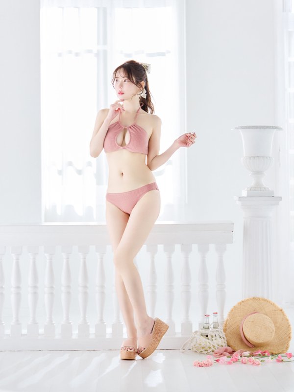 画像13: 【ビキニ】【水着】ホルターネックリブシンプルビキニ 2点セット[YMT]