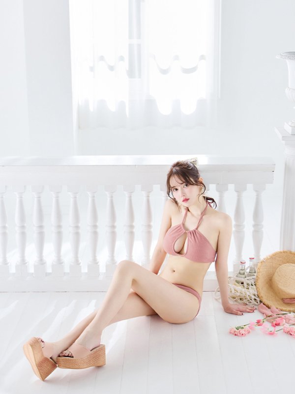 画像15: 【ビキニ】【水着】ホルターネックリブシンプルビキニ 2点セット[YMT]