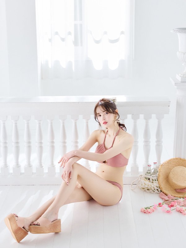 画像16: 【ビキニ】【水着】ホルターネックリブシンプルビキニ 2点セット[YMT]