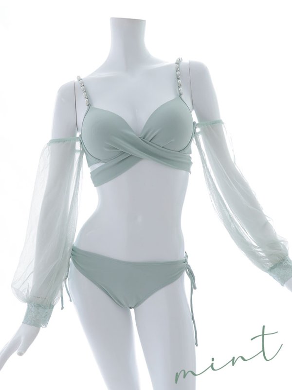 画像29: 【即日発送】【ビキニ】【水着】ふんわりシアー長袖ビキニ 2点セット[YMT]