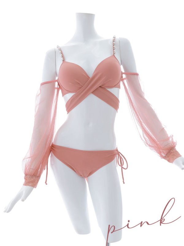 画像31: 【即日発送】【ビキニ】【水着】ふんわりシアー長袖ビキニ 2点セット[YMT]