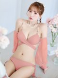 【即日発送！】【ビキニ】【水着】ふんわりシアー長袖ビキニ 2点セット[YMT]