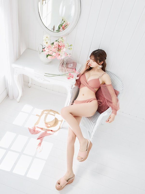 画像20: 【即日発送】【ビキニ】【水着】ふんわりシアー長袖ビキニ 2点セット[YMT]