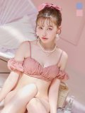 【即日発送！】【ビキニ】【水着】くしゅっとオフショル袖シンプルビキニ 2点セット[YMT]