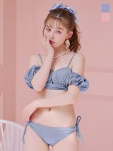 【ビキニ】【水着】くしゅっとオフショル袖シンプルビキニ 2点セット【予約商品/5月中旬発送予定】[OF03C]