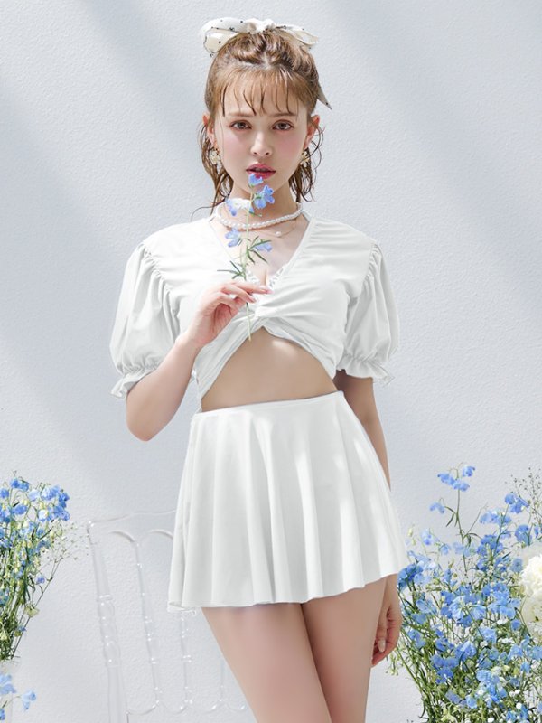 画像2: 【ビキニ】【水着】羽織＆スカート付き4WAYビキニ 4点セット【一部予約 / 7月上旬発送予定】[YMT]
