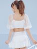 画像17: 【即日発送！】【ビキニ】【水着】ドットチュール袖バストフリルビキニ 3点セット[YMT]