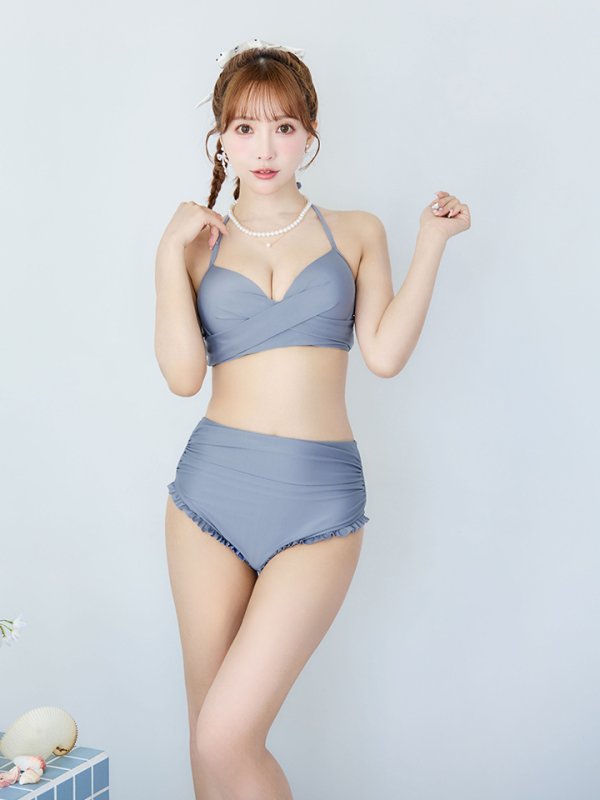 画像18: 【即日発送】【ビキニ】【水着】シアーチュニック付きハイウエストビキニ 3点セット[YMT]