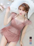 【予約商品/7月上旬発送予定】【ビキニ】【水着】シアーチュニック付きハイウエストビキニ 3点セット[YMT]