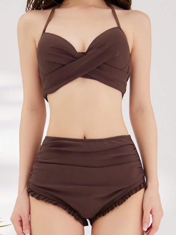 画像39: 【即日発送】【ビキニ】【水着】シアーチュニック付きハイウエストビキニ 3点セット[YMT]