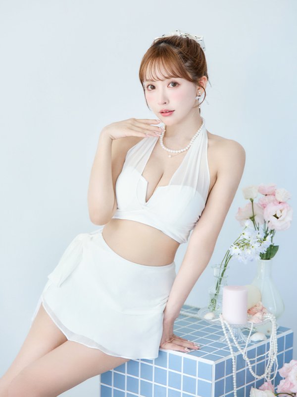 画像18: 【即日発送】【ビキニ】【水着】シアーホルターネックスカート付きビキニ 3点セット[YMT]