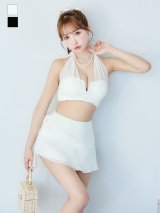 【予約商品/7月上旬発送予定】【ビキニ】【水着】シアーホルターネックスカート付きビキニ 3点セット[YMT]