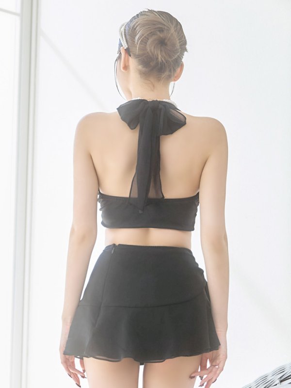 画像36: 【即日発送】【ビキニ】【水着】シアーホルターネックスカート付きビキニ 3点セット[YMT]