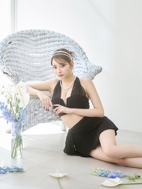 画像33: 【即日発送】【ビキニ】【水着】シアーホルターネックスカート付きビキニ 3点セット[YMT]