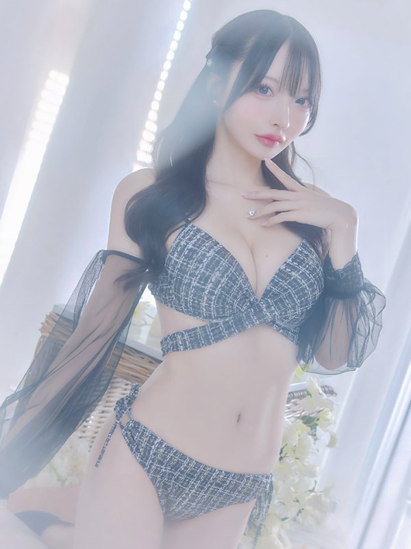 画像1: 【即日発送】【ビキニ】【水着】チェックホルターネックビキニ 2点セット [YMT]