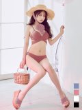 【予約 / 6月中旬発送予定】【ビキニ】【水着】バッククロスリボンワンカラービキニ 2点セット [YMT]