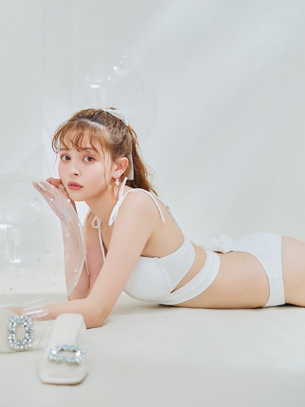 画像15: 【即日発送】【ビキニ】【水着】バッククロスリボンワンカラービキニ 2点セット [YMT]