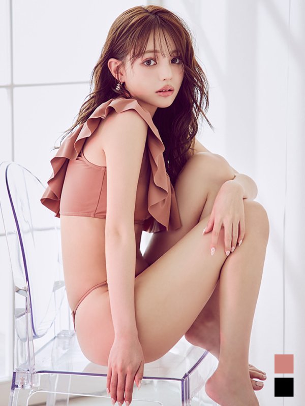 画像3: 【即日発送】【ビキニ】【水着】ワンショルフリルビキニ 2点セット [YMT]