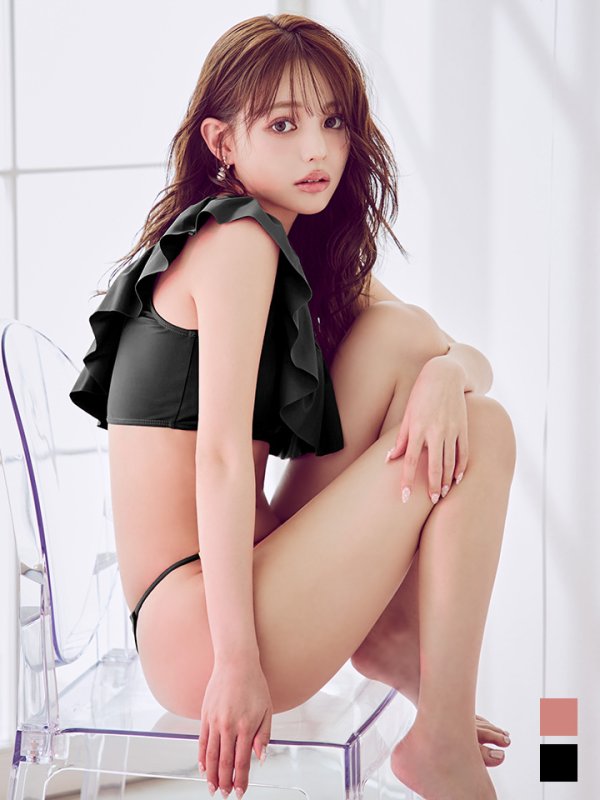 画像6: 【即日発送】【ビキニ】【水着】ワンショルフリルビキニ 2点セット [YMT]