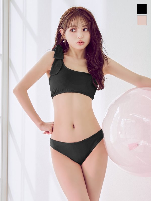 画像6: 【即日発送】【ビキニ】【水着】ワンショルリボンビキニ 2点セット [YMT]