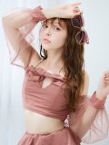【ビキニ】【水着】フリルティアードチュールリボンビキニ 3点セット[YMT]