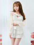 【ビキニ】【水着】フリルティアードチュールリボンビキニ 3点セット[YMT]