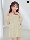 【予約 / 6月上旬発送予定】【ビキニ】【水着】ビジューオフショルダーワンピースビキニ2点セット [YMT]