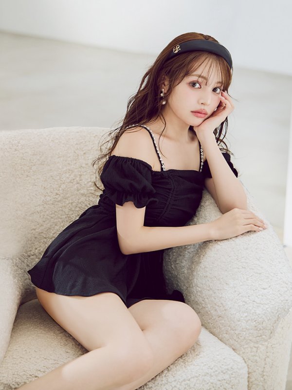 画像11: 【即日発送】【ビキニ】【水着】ビジューオフショルダーワンピースビキニ2点セット [YMT]