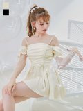 【ビキニ】【水着】ビジューオフショルダーワンピースビキニ2点セット [YMT]