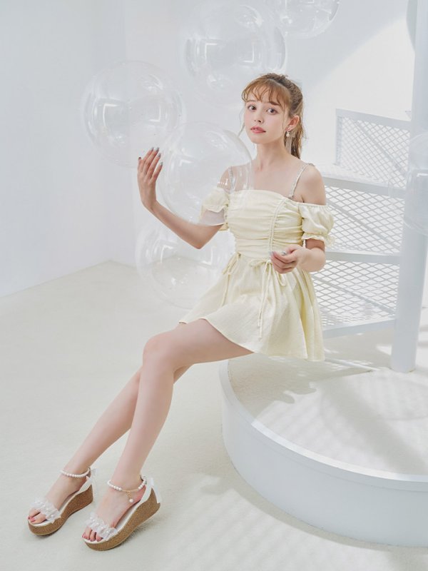 画像17: 【即日発送】【ビキニ】【水着】ビジューオフショルダーワンピースビキニ2点セット [YMT]