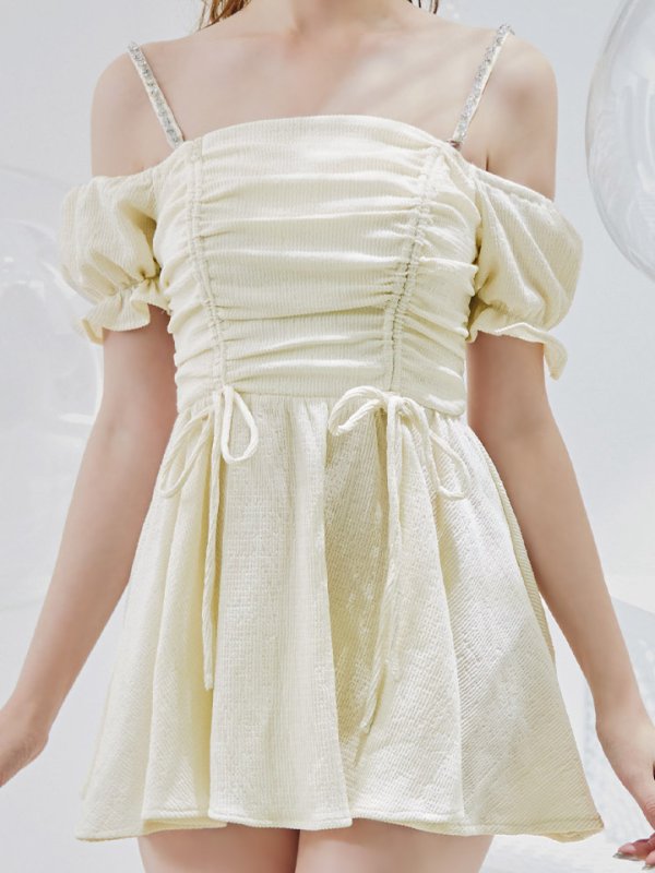 画像22: 【即日発送】【ビキニ】【水着】ビジューオフショルダーワンピースビキニ2点セット [YMT]