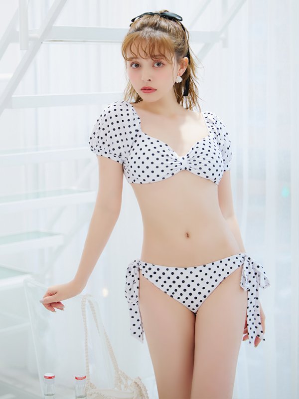 画像10: 【即日発送】【ビキニ】【水着】ドットリボン2WAYビキニ 2点セット [YMT]