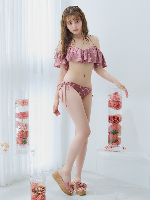 画像22: 【即日発送】【ビキニ】【水着】ビジューオフショルダーフリルビキニ 2点セット[YMT]