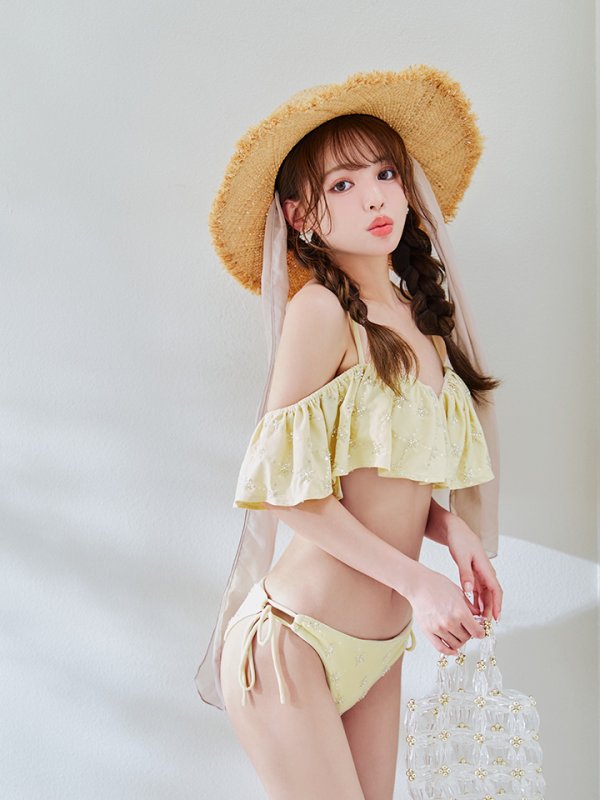 画像14: 【即日発送】【ビキニ】【水着】ビジューオフショルダーフリルビキニ 2点セット[YMT]