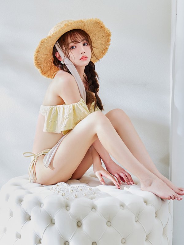 画像19: 【即日発送】【ビキニ】【水着】ビジューオフショルダーフリルビキニ 2点セット[YMT]