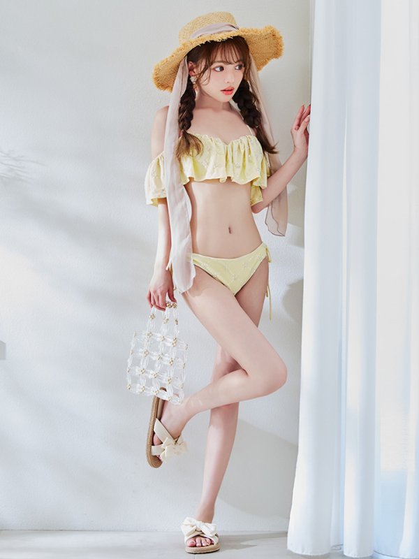 画像8: 【即日発送】【ビキニ】【水着】ビジューオフショルダーフリルビキニ 2点セット[YMT]