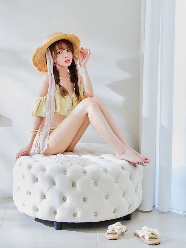 画像9: 【即日発送】【ビキニ】【水着】ビジューオフショルダーフリルビキニ 2点セット[YMT]