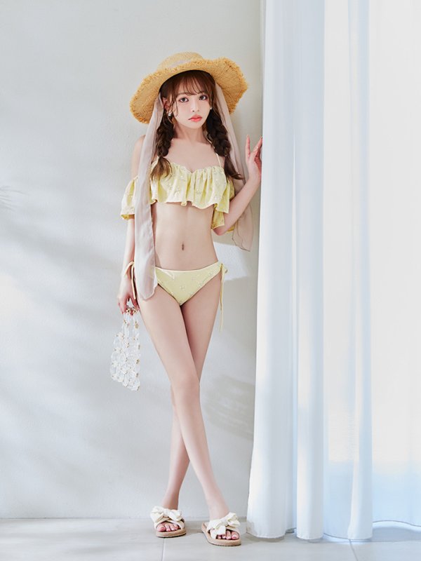 画像10: 【即日発送】【ビキニ】【水着】ビジューオフショルダーフリルビキニ 2点セット[YMT]