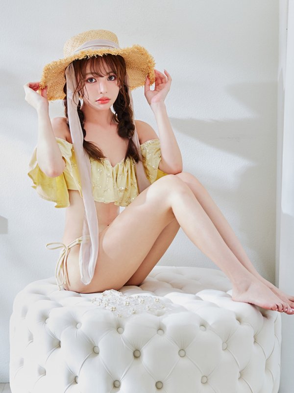 画像13: 【即日発送】【ビキニ】【水着】ビジューオフショルダーフリルビキニ 2点セット[YMT]